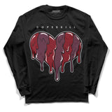 Burgundy 5s DopeSkill Long Sleeve T-Shirt Slime Drip Heart Graphic