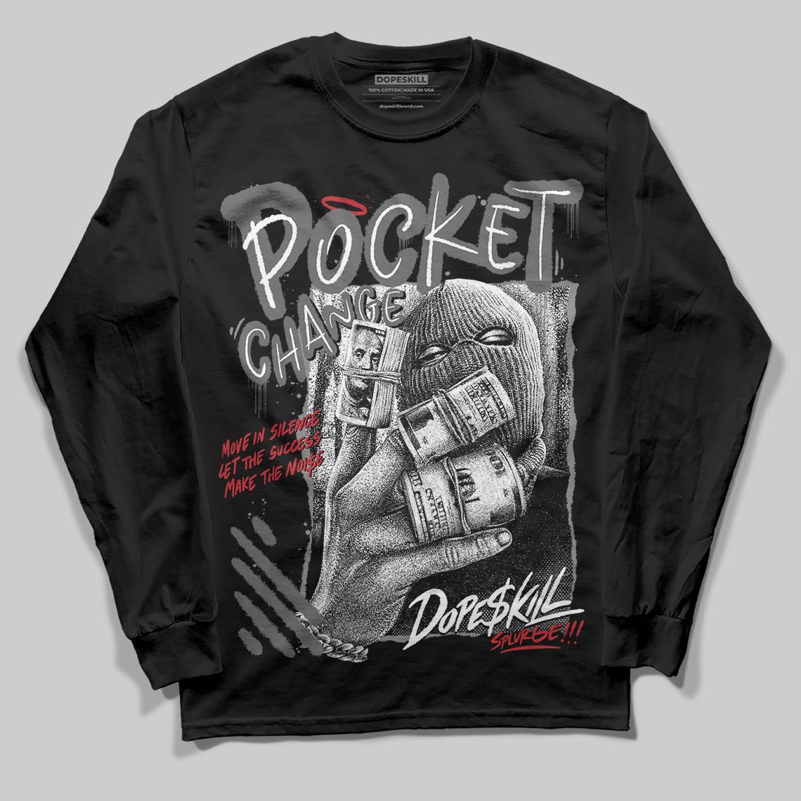 Black Cat 4s DopeSkill Long Sleeve T-Shirt Pocket Change Graphic