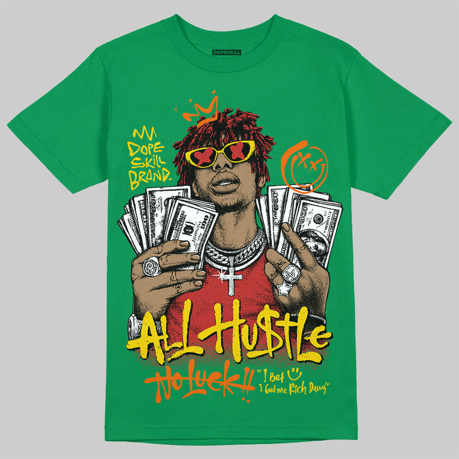 Green 'All Hustle No Luck' DopeSkill Graphic T-Shirt
