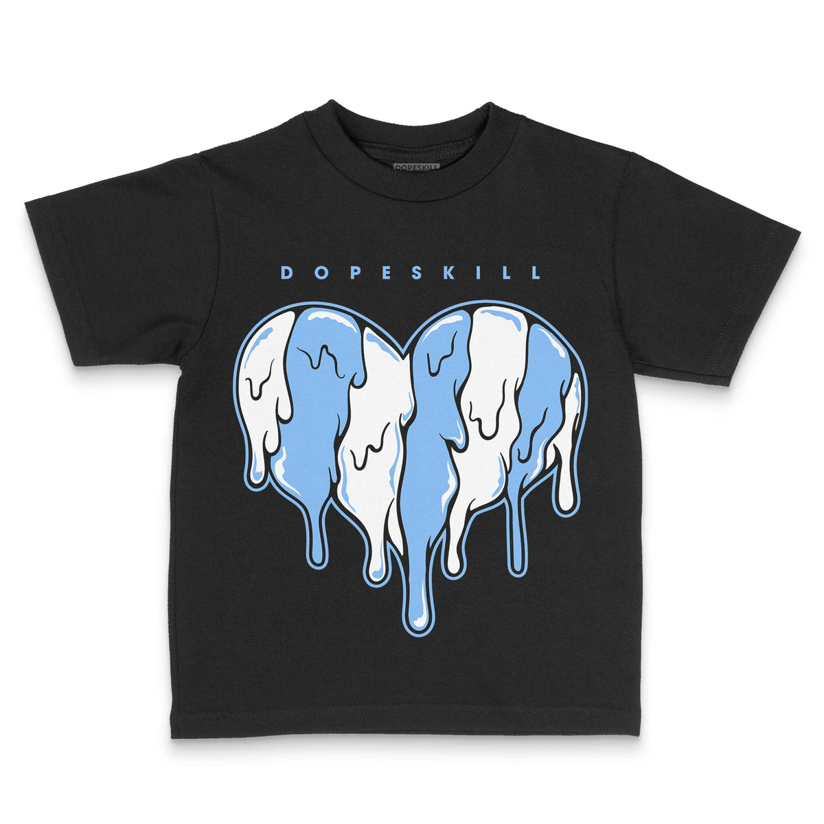 Powder Blue 9s DopeSkill Toddler Kids T-shirt Slime Drip Heart Graphic