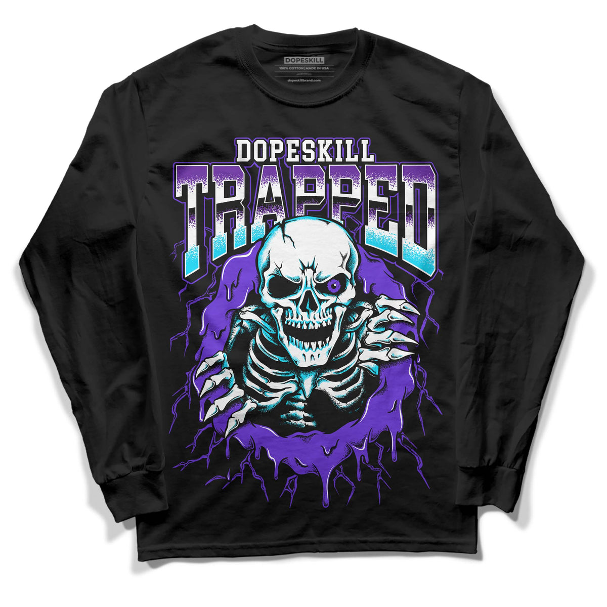 Aqua 6s DopeSkill Long Sleeve T-Shirt Trapped Halloween Graphic