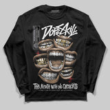 Black Metallic Reimagined 5s DopeSkill Long Sleeve T-Shirt The Mouth With No Droughts Graphic
