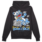 Powder Blue 9s DopeSkill Hoodie Sweatshirt Born To Be Rich Graphic