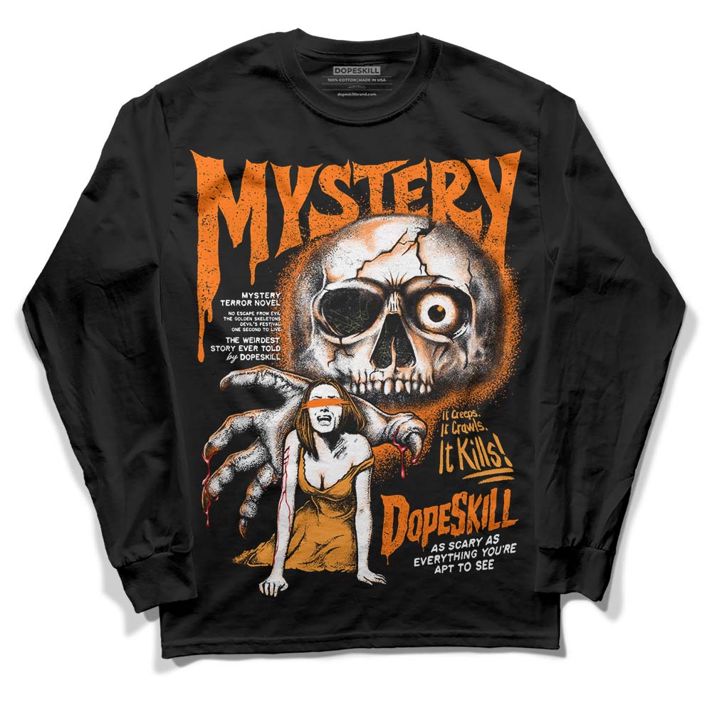 Orange Black White DopeSkill Long Sleeve T-Shirt Mystery Ghostly Grasp Graphic