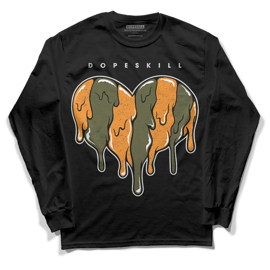 Olive 5s DopeSkill Long Sleeve T-Shirt Slime Drip Heart Graphic