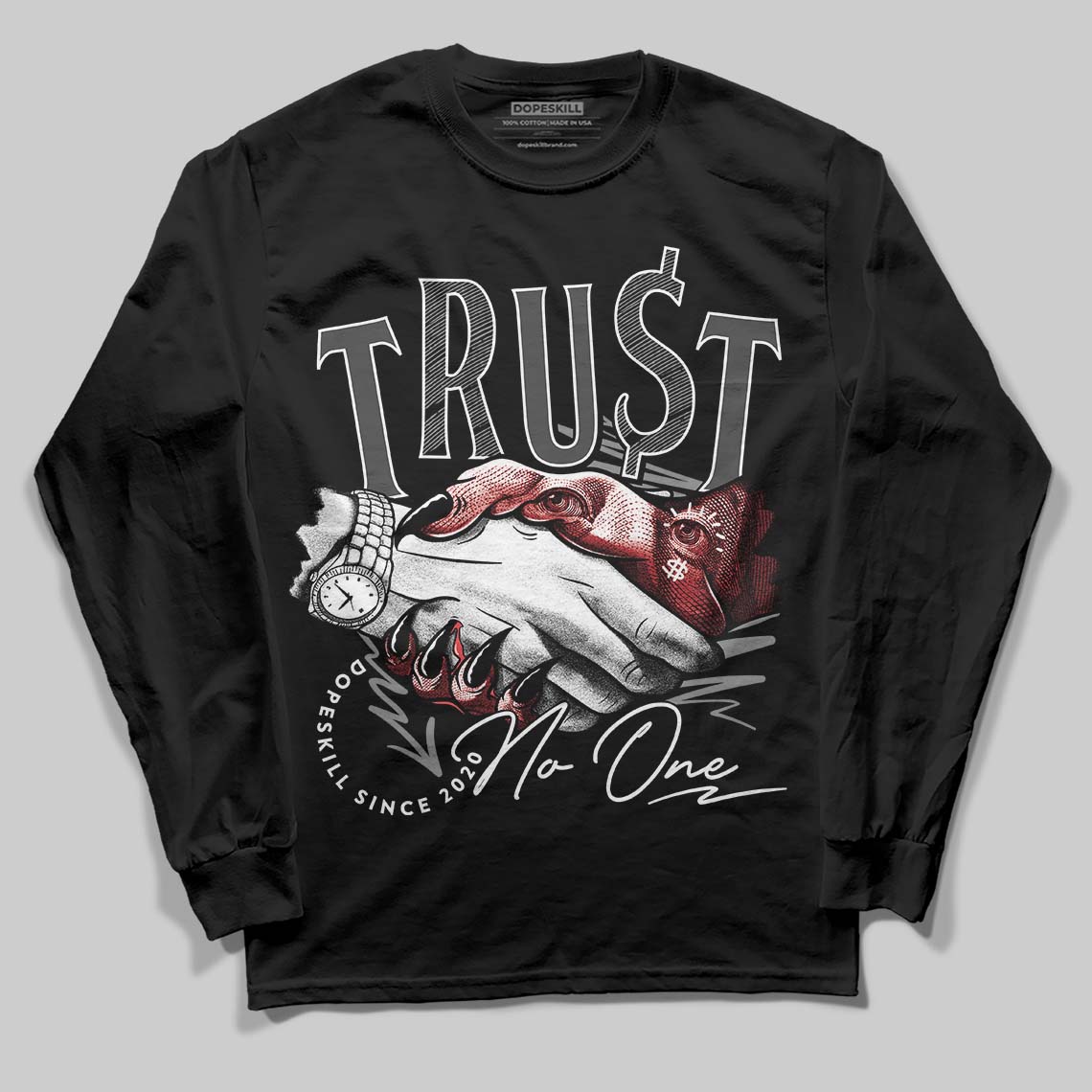 Black Cat 4s DopeSkill Long Sleeve T-Shirt Trust No One Graphic