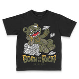 Medium Olive 3s DopeSkill Toddler Kids T-shirt Born To Be Rich Graphic