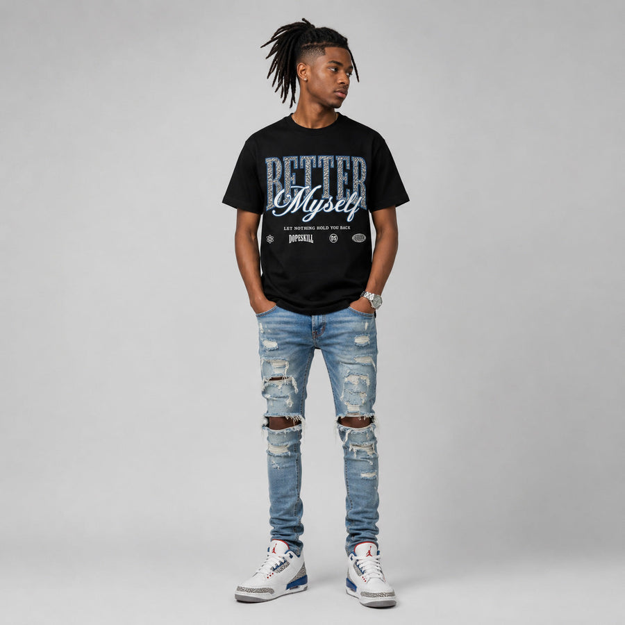 “True Blue” 3s DopeSkill T-Shirt Better Myself Graphic