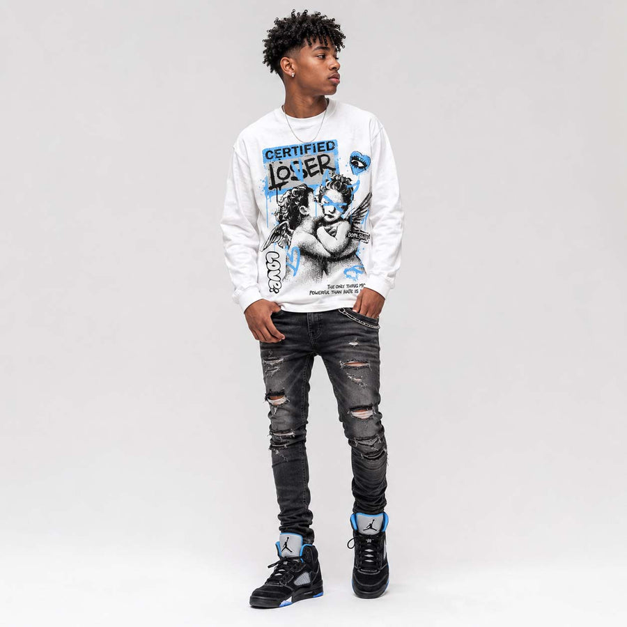 Black University Blue 5s DopeSkill Long Sleeve T-Shirt Certified Lover Graphic