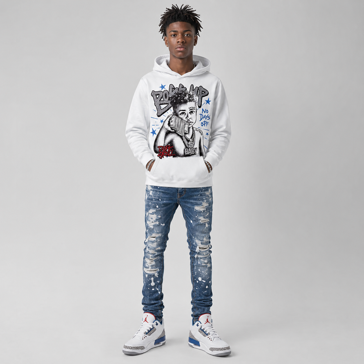 “True Blue” 3s DopeSkill Hoodie Sweatshirt Boss Up Graphic