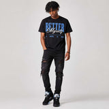 Black University Blue 5s DopeSkill T-Shirt Better Myself Graphic