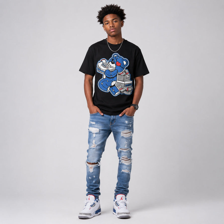 “True Blue” 3s DopeSkill T-Shirt Bear Steals Sneaker Graphic