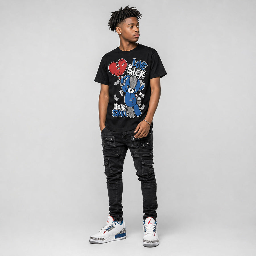 “True Blue” 3s DopeSkill T-Shirt Love Sick Graphic