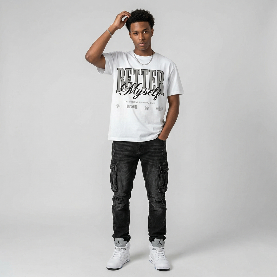 White Metallic 5s DopeSkill T-Shirt Better Myself Graphic
