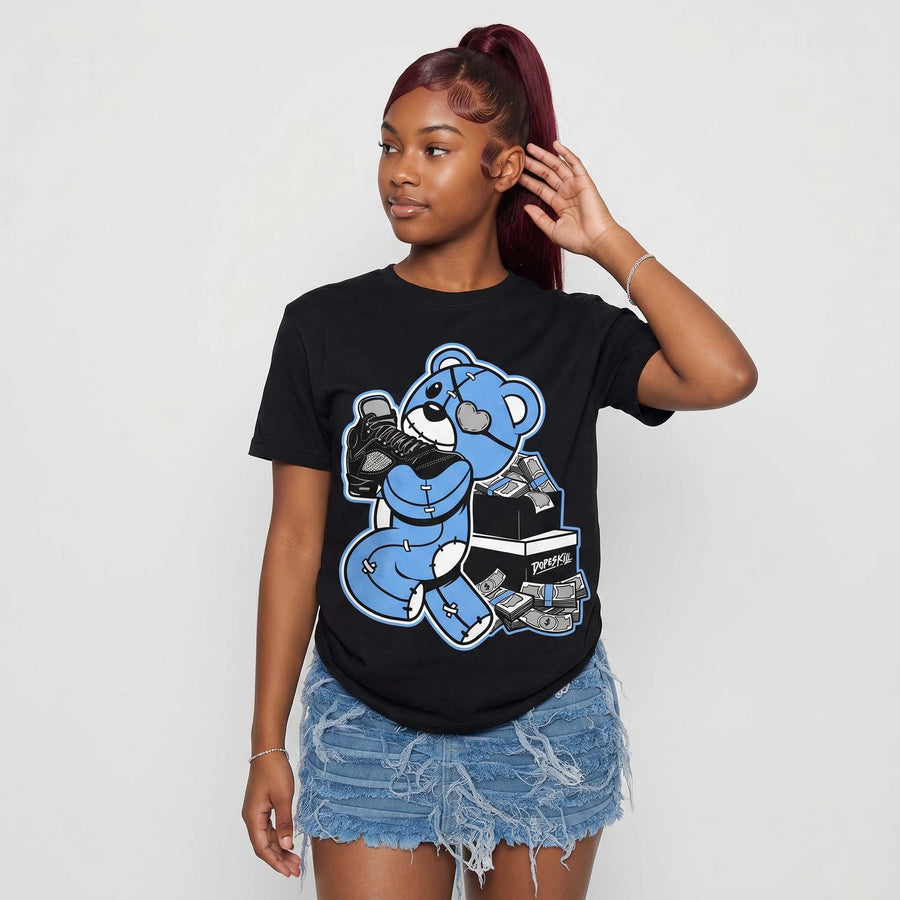 Black University Blue 5s DopeSkill T-Shirt Bear Steals Sneaker Graphic
