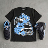 Black University Blue 5s DopeSkill T-Shirt Bear Steals Sneaker Graphic