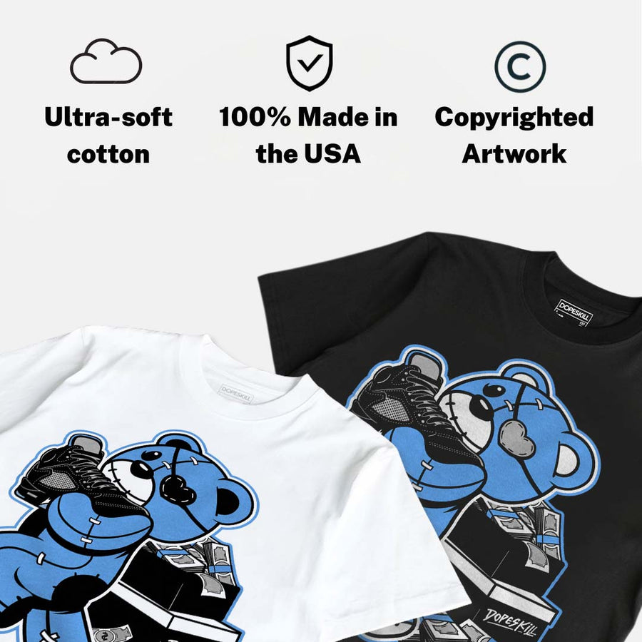 Black University Blue 5s DopeSkill T-Shirt Bear Steals Sneaker Graphic
