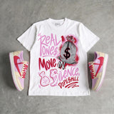 Travis Scott x “Pink Pack” 1s DopeSkill T-Shirt Real Ones Move In Silence Graphic