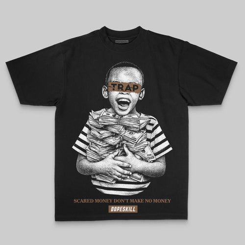Brown Oversize Print Scared Money Don't Make No Money DopeSkill Graphic T-shirt