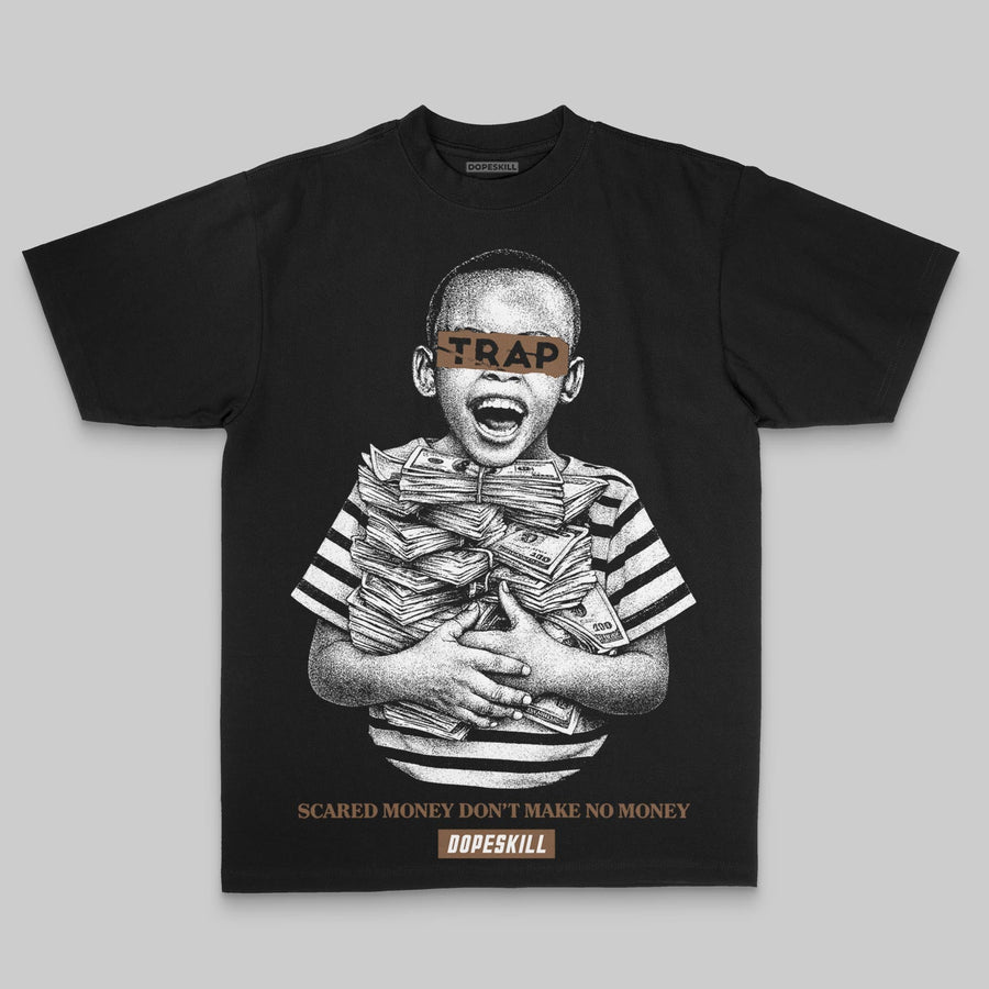 Brown Oversize Print Scared Money Don't Make No Money DopeSkill Graphic T-shirt