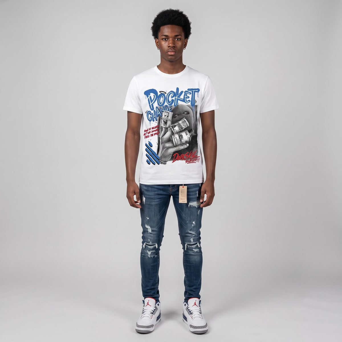“True Blue” 3s DopeSkill T-Shirt Pocket Change Graphic
