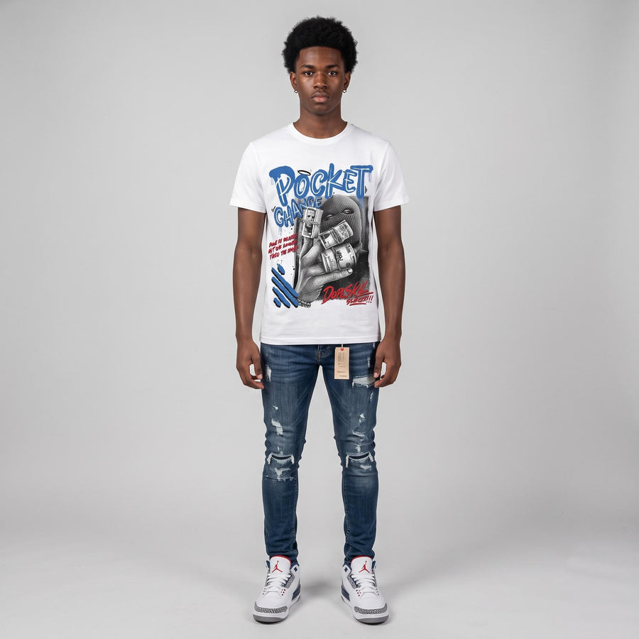 “True Blue” 3s DopeSkill T-Shirt Pocket Change Graphic