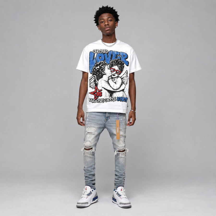 “True Blue” 3s DopeSkill Oversize Print T-Shirt Real Ones Choose Loyalty Graphic