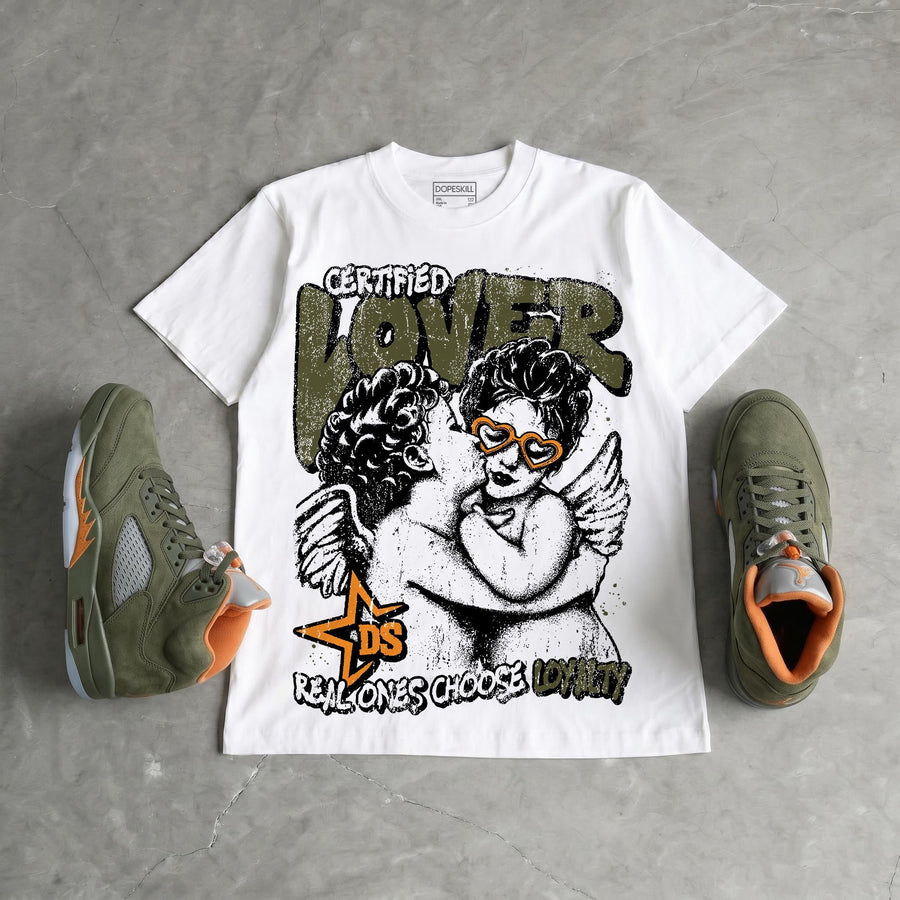 Olive 5s DopeSkill Oversize Print T-Shirt Real Ones Choose Loyalty Graphic