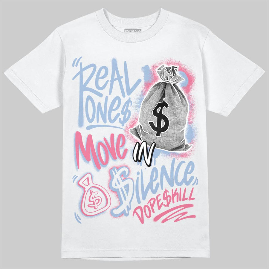 Cobalt Bliss 3s DopeSkill T-Shirt Real Ones Move In Silence Graphic