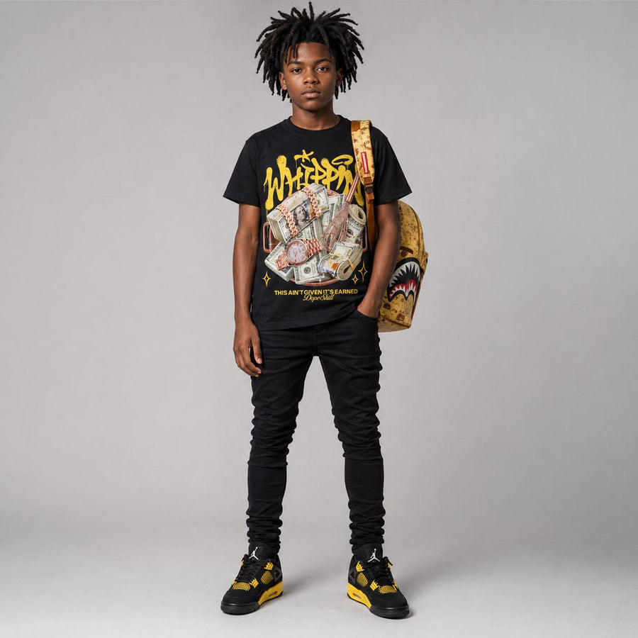 Black Tour Yellow AJ 4 Thunder DopeSkill T-Shirt Whippin Graphic