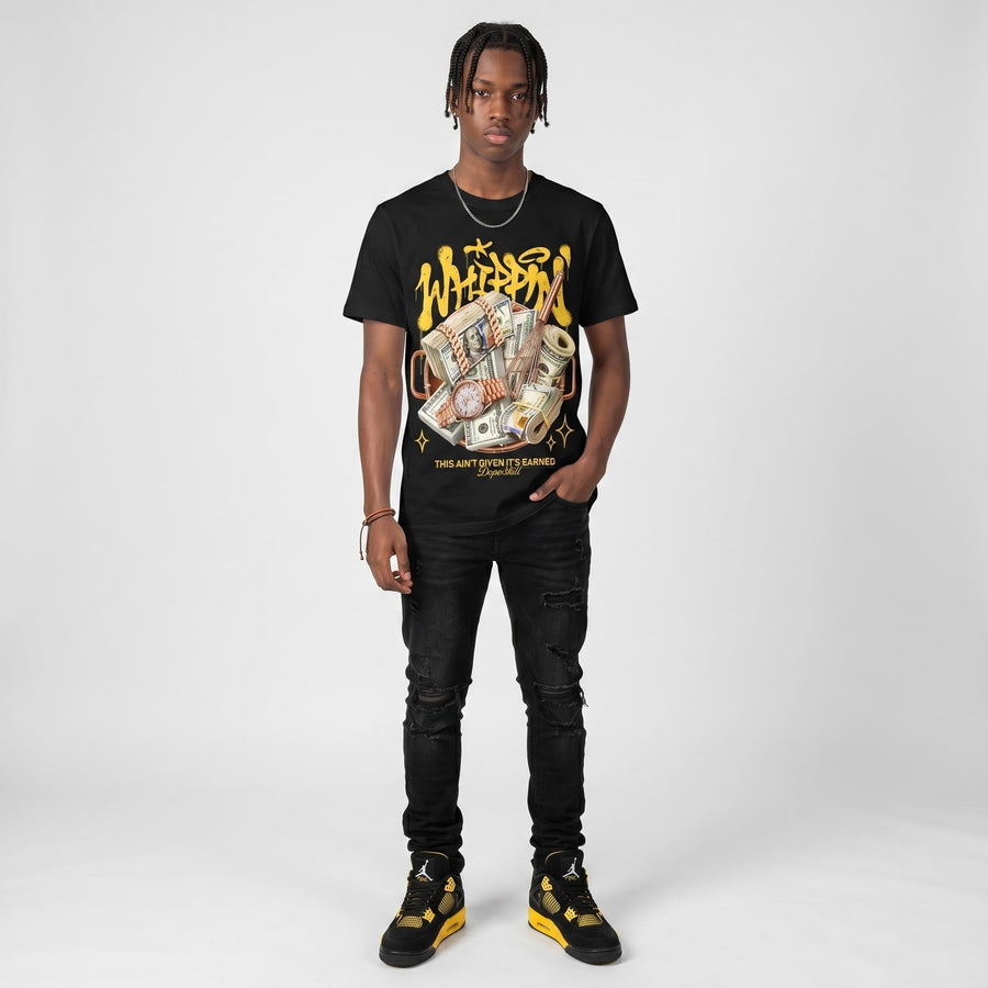 Black Tour Yellow AJ 4 Thunder DopeSkill T-Shirt Whippin Graphic