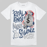 Summit White Navy 4s DopeSkill T-Shirt Real Ones Move In Silence Graphic