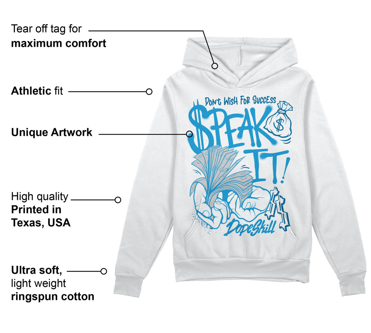 Military Blue 4s DopeSkill Hoodie Sweatshirt Speak It Graphic
