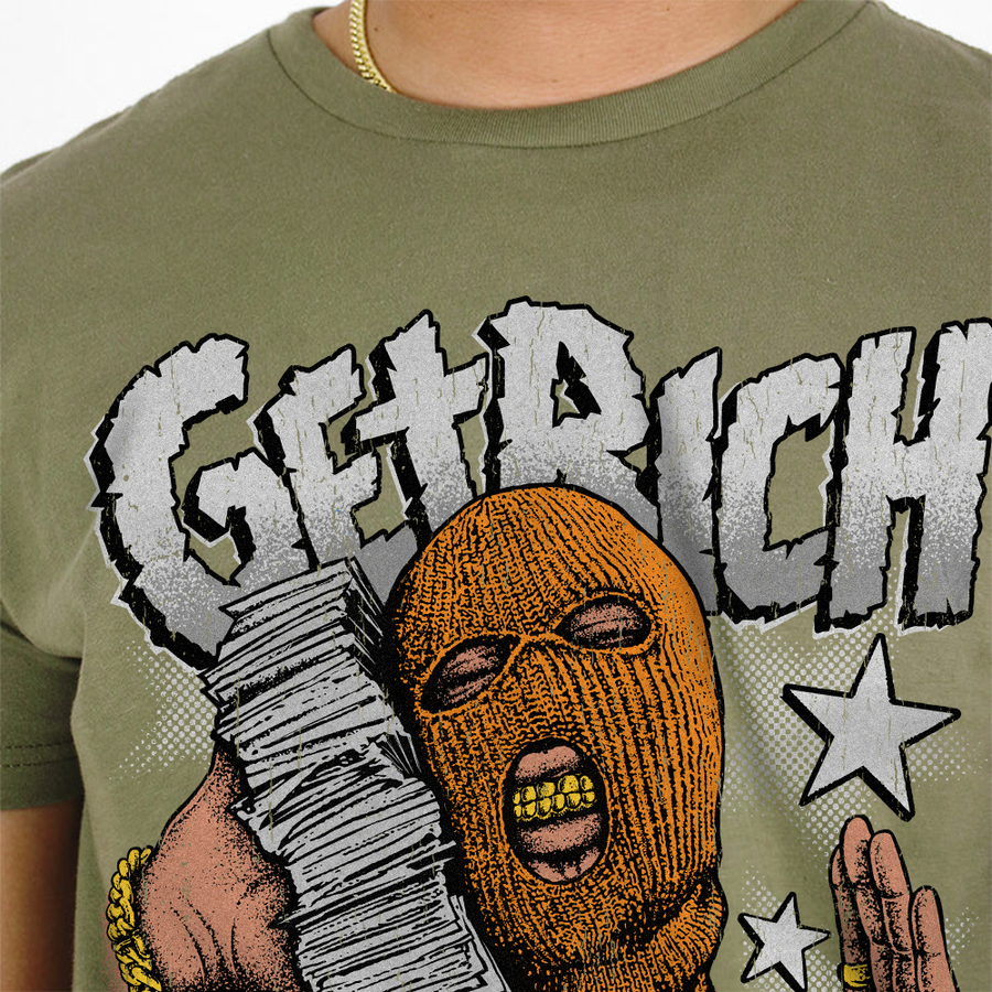Olive 5s DopeSkill Olive T-shirt Get Rich Graphic