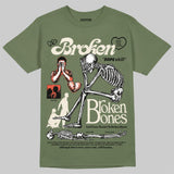 Medium Olive 3s DopeSkill T-Shirt Broken Bones Graphic
