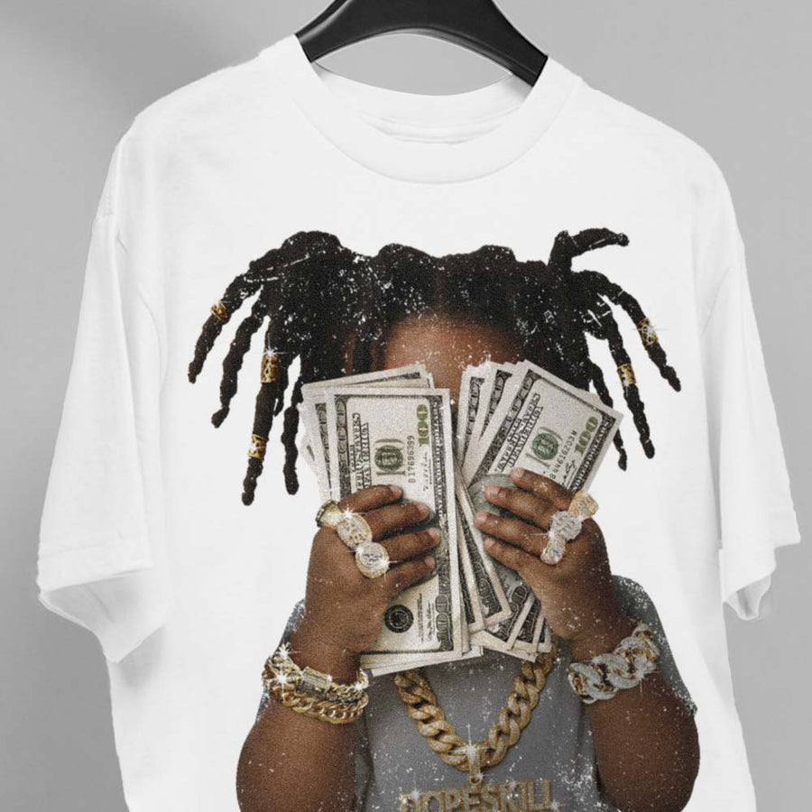 Wolf Grey 5s DopeSkill T-Shirt Rich Youth Graphic
