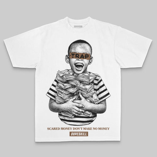 Brown Oversize Print Scared Money Don't Make No Money DopeSkill Graphic T-shirt