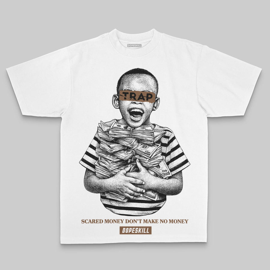 Brown Oversize Print Scared Money Don't Make No Money DopeSkill Graphic T-shirt