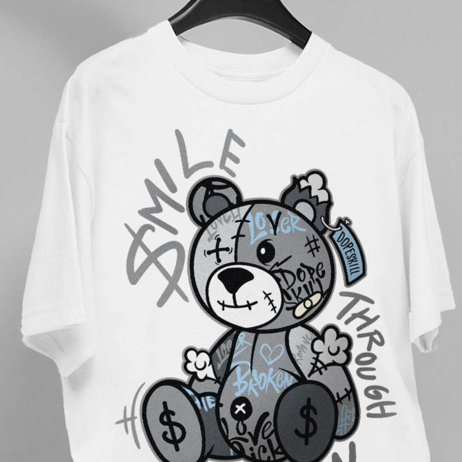 Wolf Grey 5s DopeSkill T-Shirt Smile Through The Pain Graphic