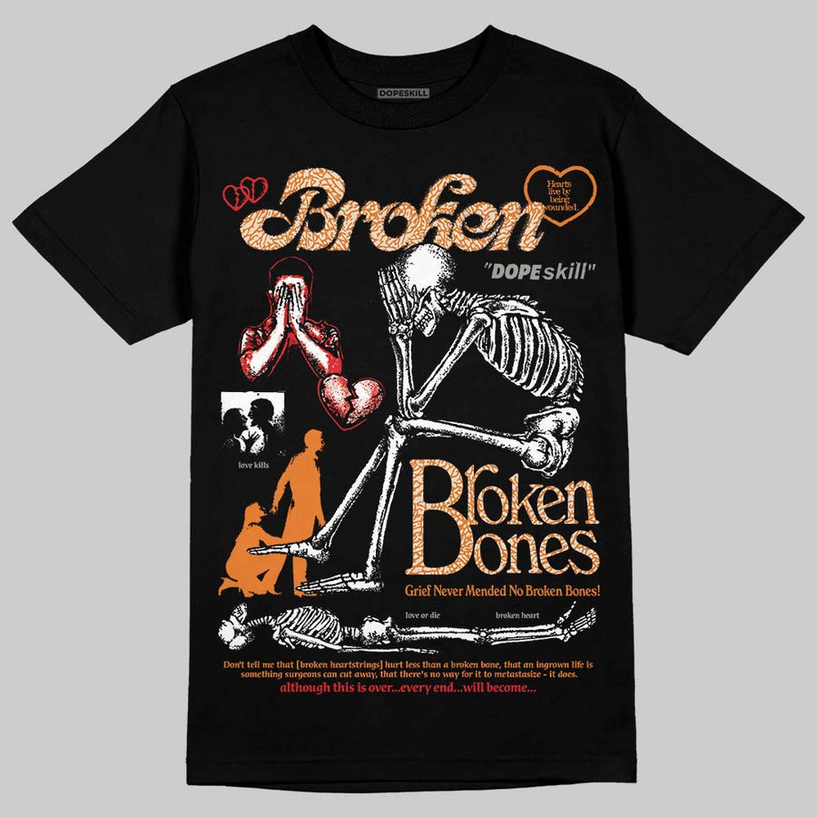 'Orange Citrus' 3s DopeSkill T-Shirt Broken Bones Graphic