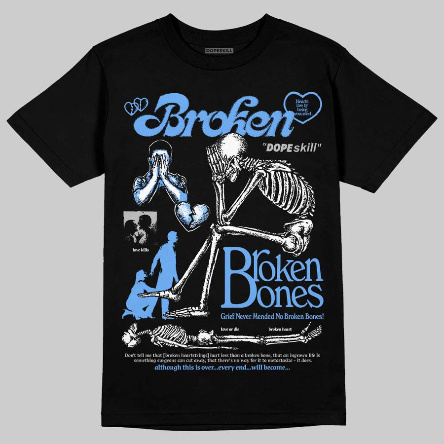 Black University Blue 5s DopeSkill T-Shirt Broken Bones Graphic