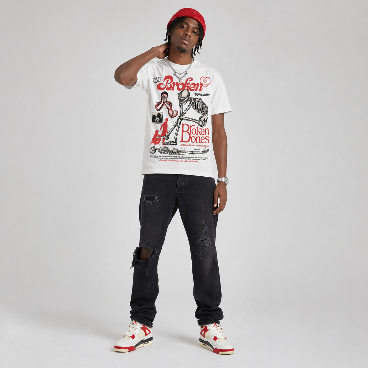 Nigel Sylvester x 4s “Brick After Brick” DopeSkill T-Shirt Broken Bones Graphic