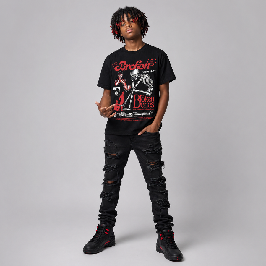 “Bloodline” 12s DopeSkill T-Shirt Broken Bones Graphic