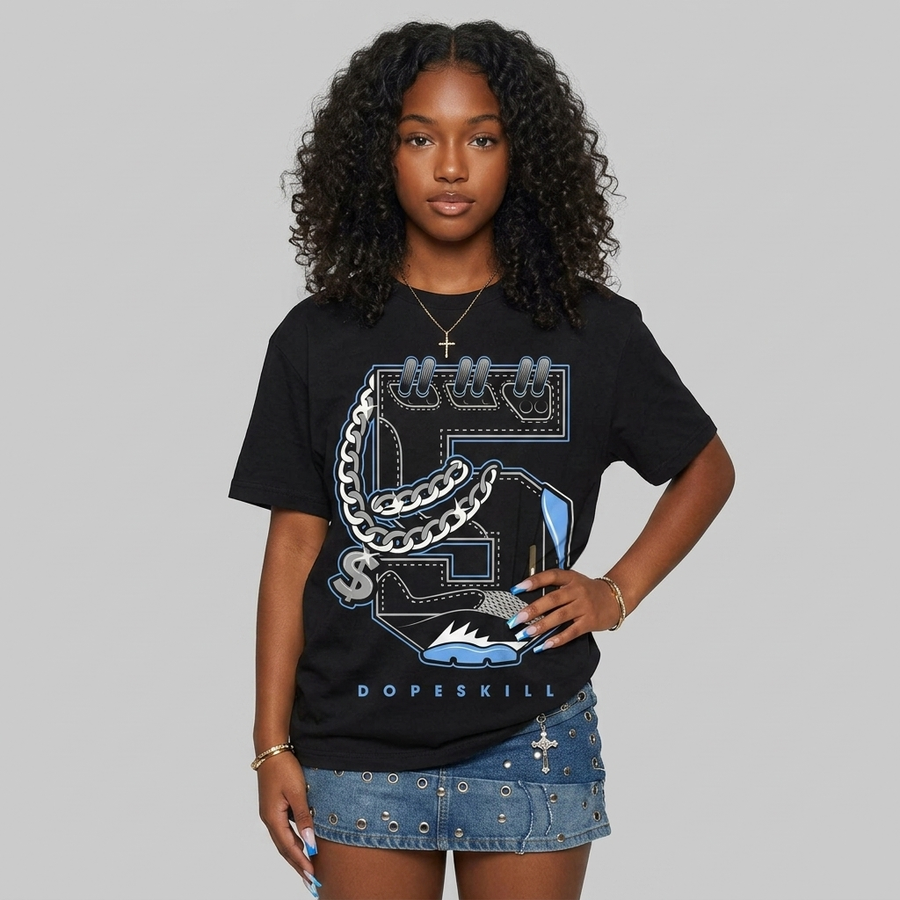 Black University Blue 5s DopeSkill T-Shirt No.5 Graphic