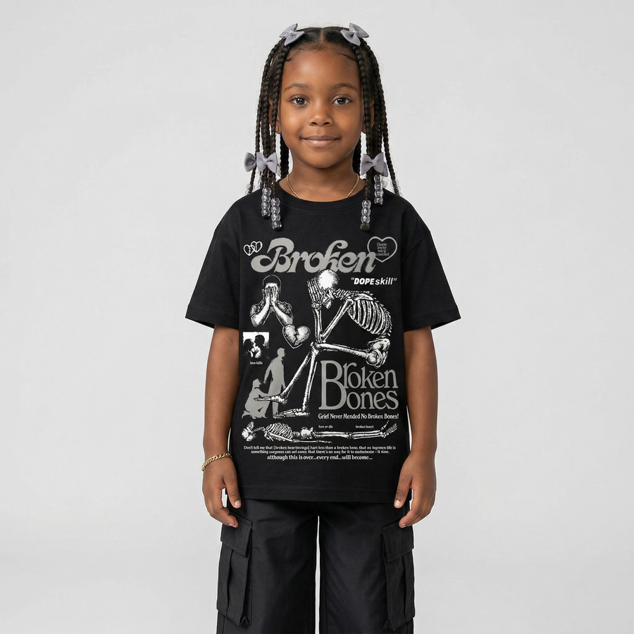 White Metallic 5s DopeSkill T-Shirt Broken Bones Graphic