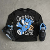 Black University Blue 5s DopeSkill Long Sleeve T-Shirt Out Here Being Cute Graphic