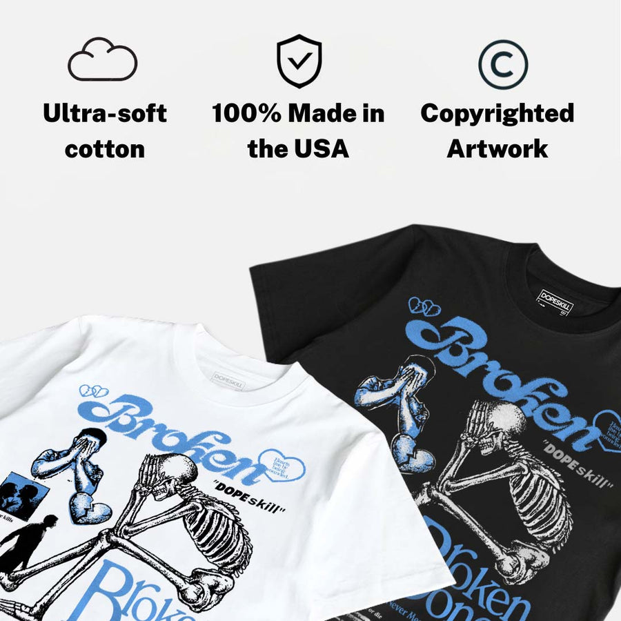 Black University Blue 5s DopeSkill T-Shirt Broken Bones Graphic