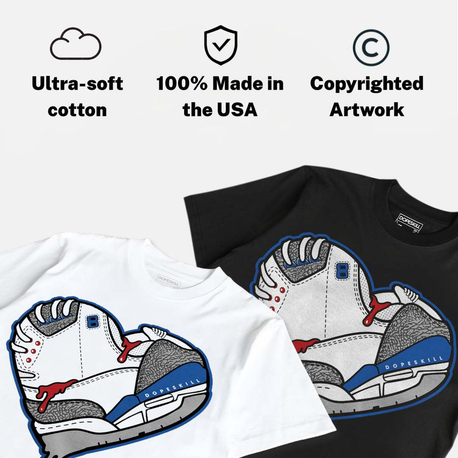 “True Blue” 3s DopeSkill T-Shirt Heart Jordan 3 Graphic