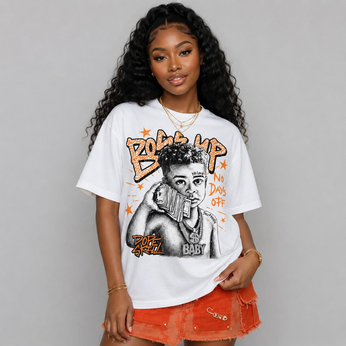 'Orange Citrus' 3s DopeSkill T-Shirt Boss Up Graphic