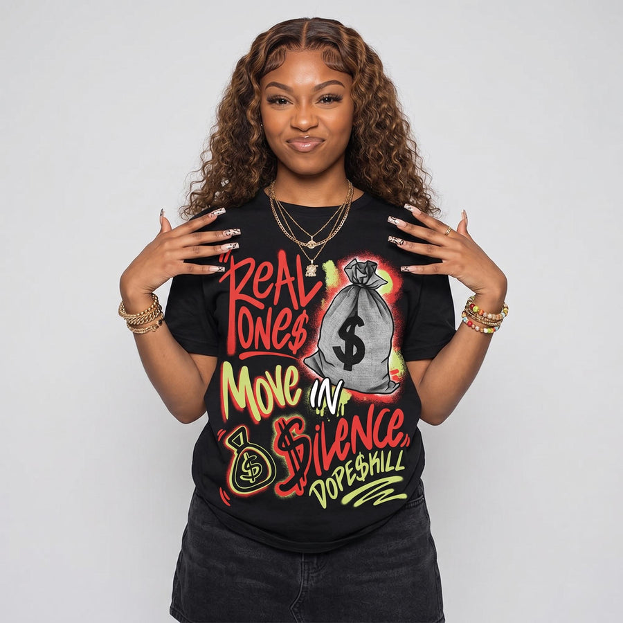 “Infrared 23” 4s DopeSkill T-Shirt Real Ones Move In Silence Graphic